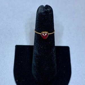 Vintage Heart Ring Goldtone with Red Stone